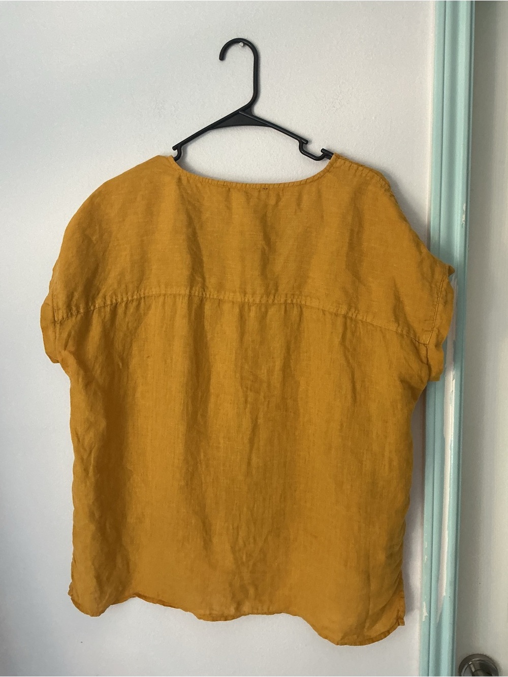 Tahari Mustard V-Neck Short Sleeve Blouse - Picture 8 of 8